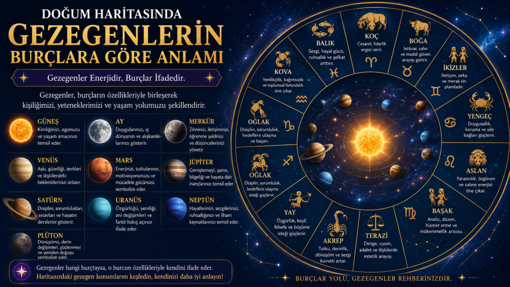 Doğum Haritasında Gezegenlerin Burçlara Göre Anlamı